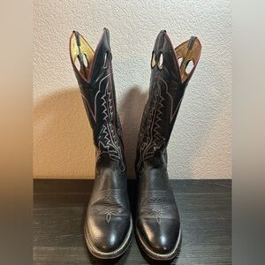Tony Lama Black Mens Leather Western Boots Size 9.5 D Style 6361 Vintage